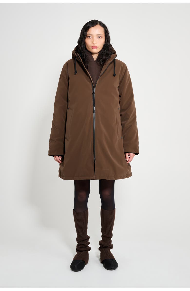 Stutterheim Mosebacke Matte Winter Coat, Alternate, color, Dark Brown