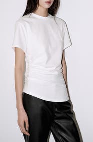 MANGO Gathered Cotton T-Shirt
