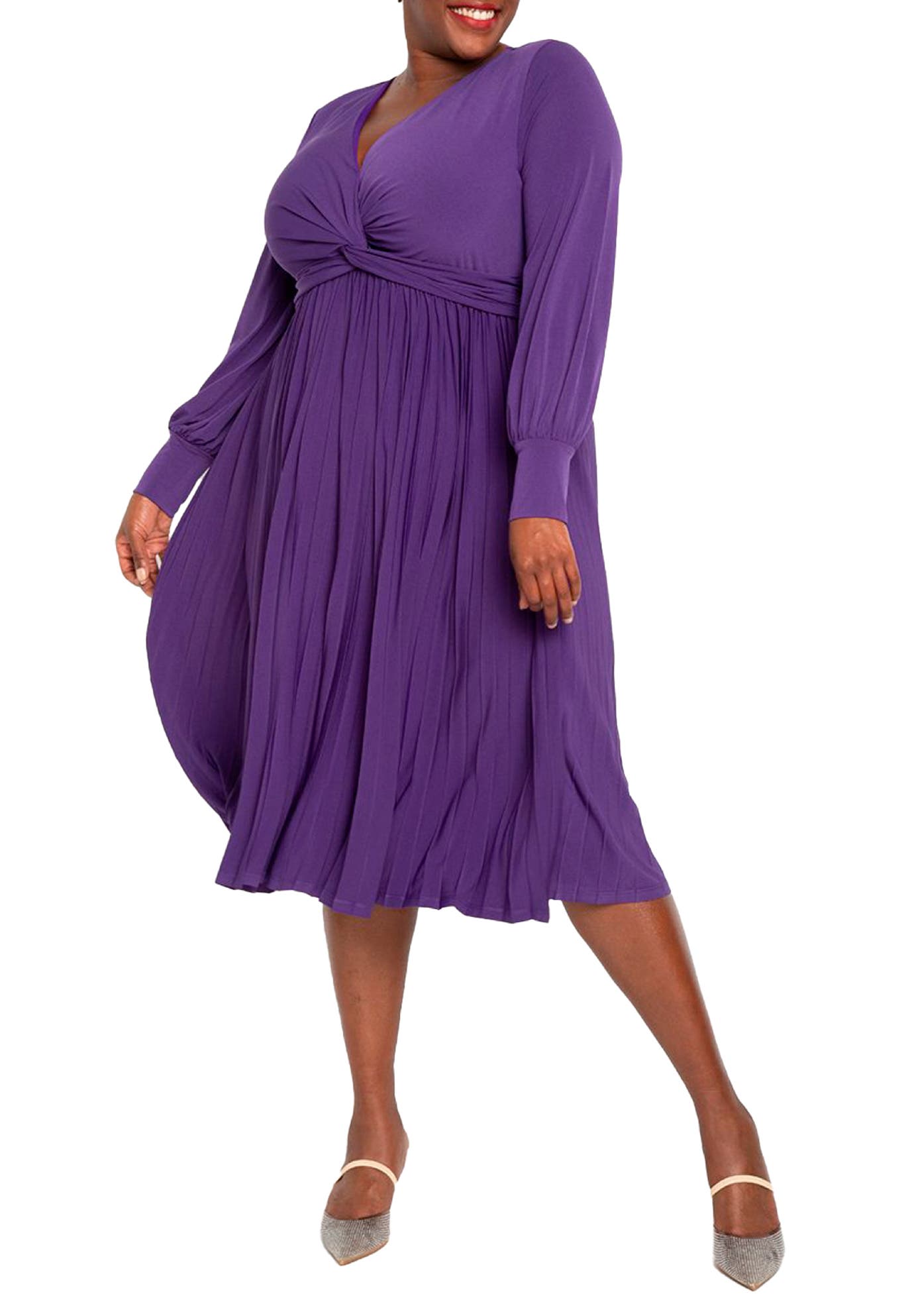 Knot Front Pleated Skirt Dress