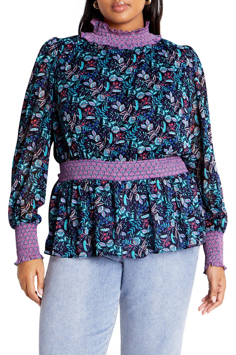Annalise Floral Smocked Top, Main, color, FLORENTINE