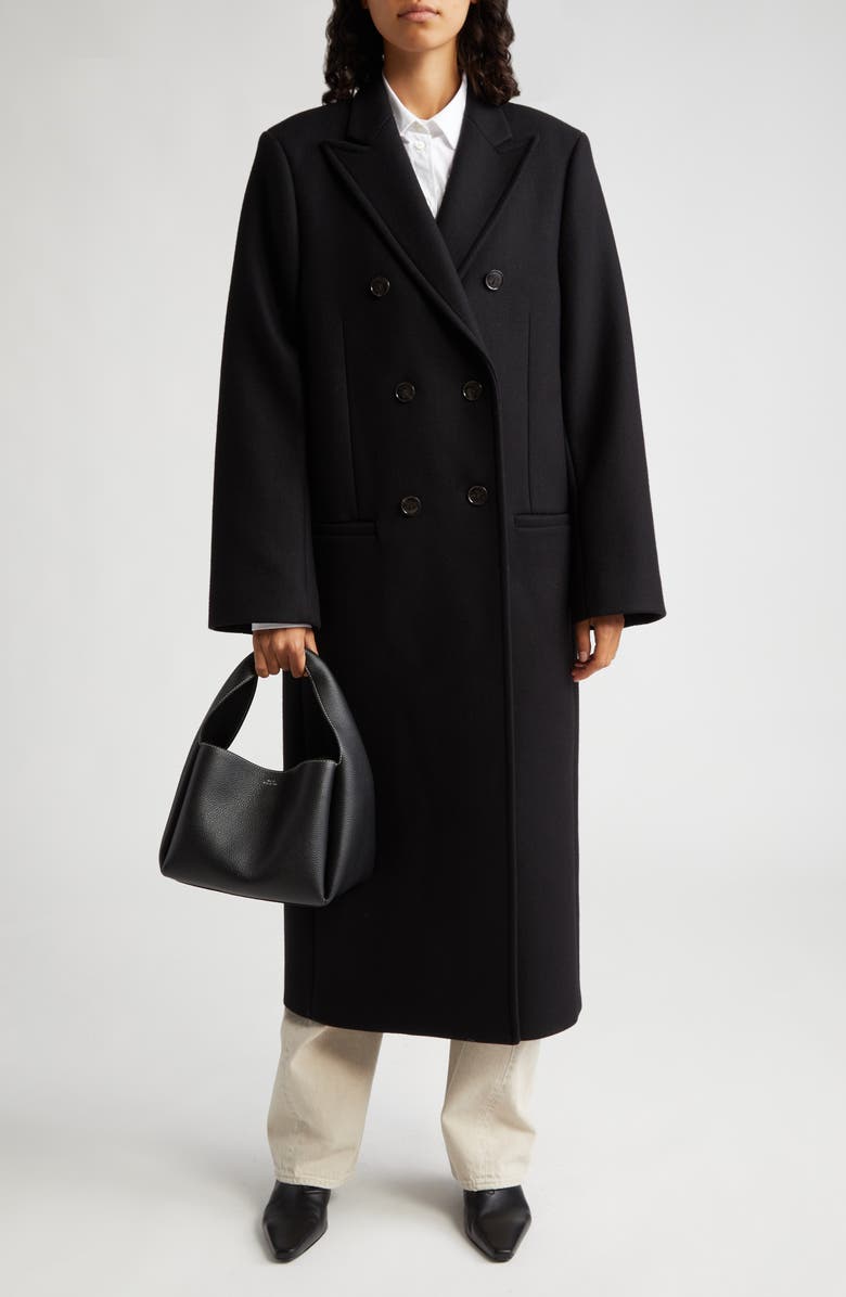 TOTEME Double Breasted Melton Wool Overcoat, Alternate, color,