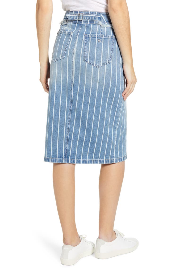 Front Slit Jean Skirt, Alternate, color, BLUE STRIPE