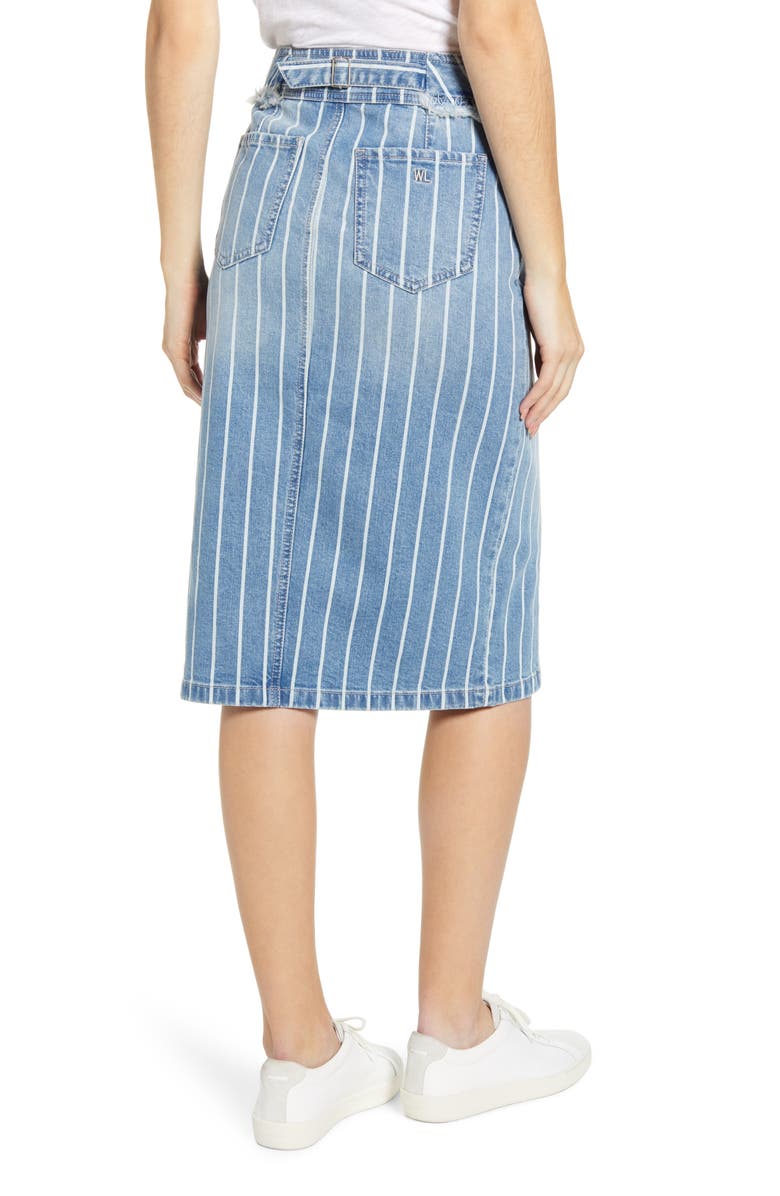 Wash Lab Denim Front Slit Jean Skirt, Alternate, color,