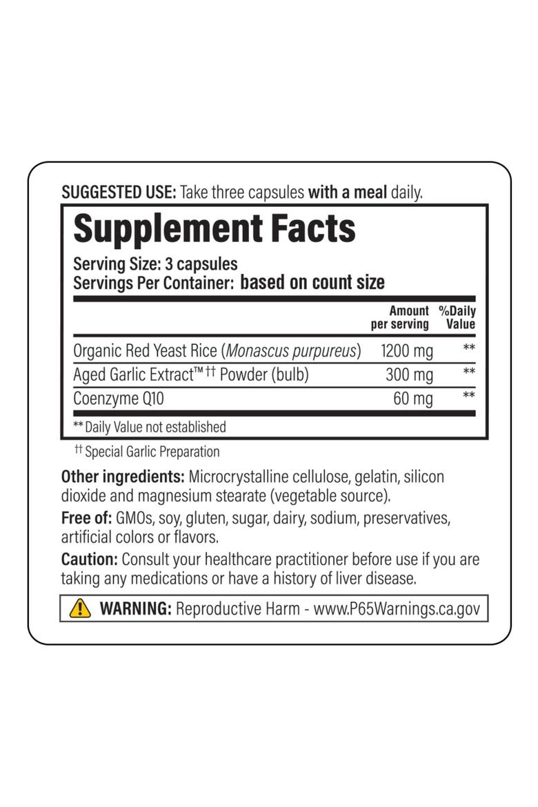Aged Garlic Extract Formula 114, Red Yeast Rice CoQ10, Capsules 75 Count, Alternate, color, None