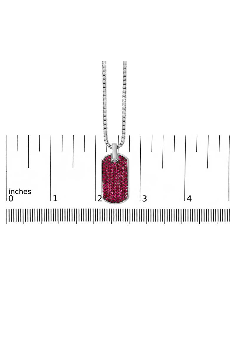 Haus of Brilliance Men's .925 Sterling Silver Created Red Ruby Dog Tag Pendant Necklace - 22" Inches, Alternate, color, White