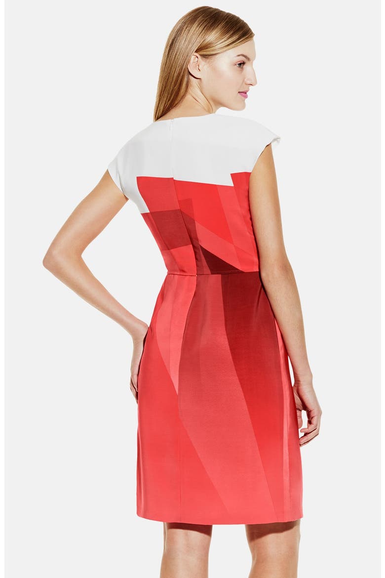 Contrast Yoke Ombré Print Sheath Dress, Alternate, color, POMEGRANATES