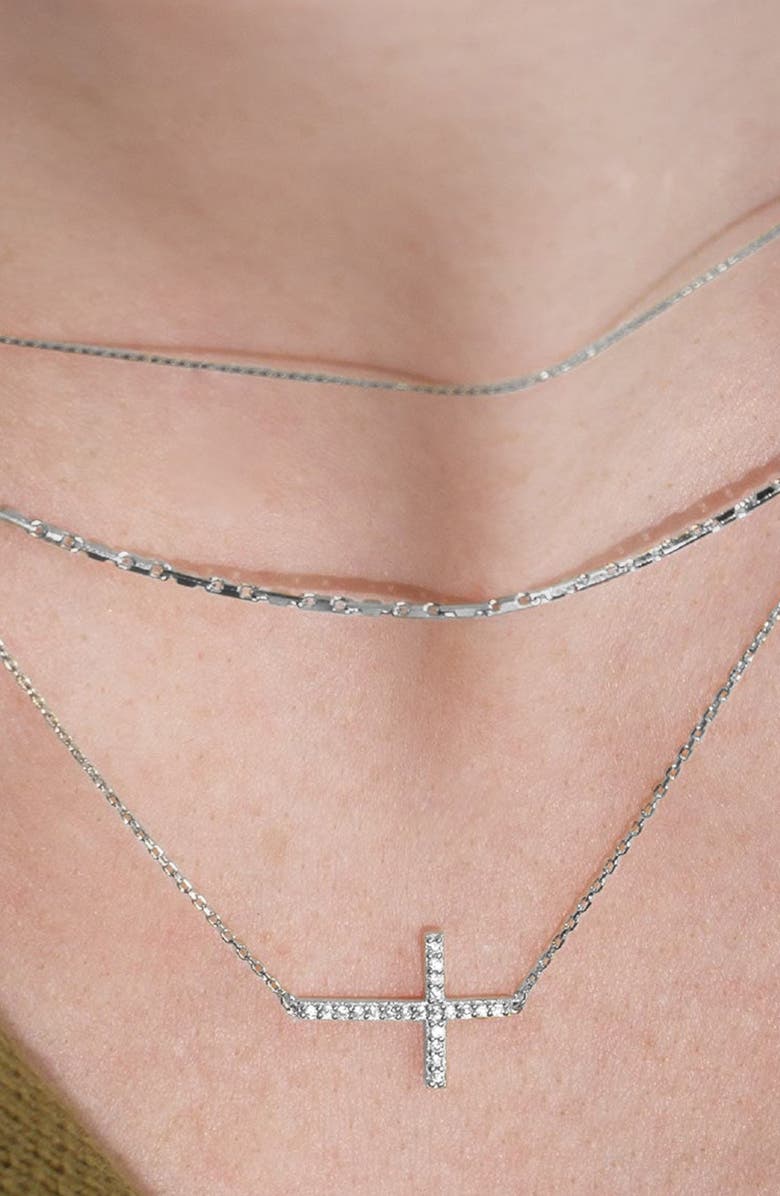 Bearfruit Jewelry 18K Gold Plated Sterling Silver Golden Girl Necklace Set Holiday Gift Idea, Alternate, color, Silver