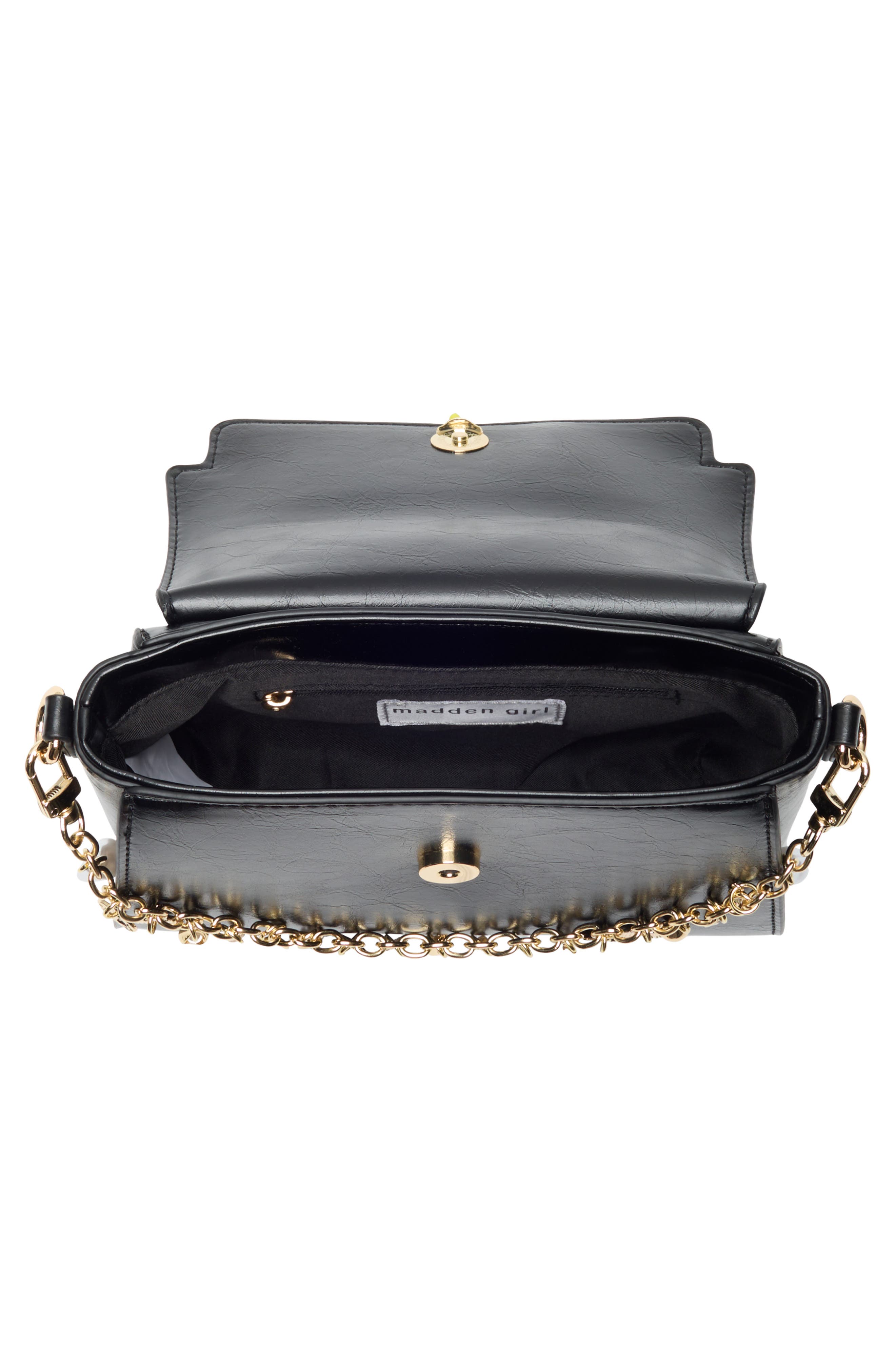 Madden Girl Faux Leather Top Handle Bag, Alternate, color, Black