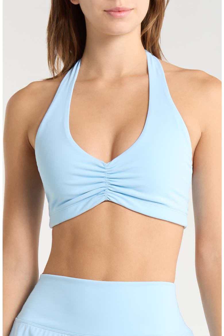 Ruched Halter Sports Bra, Main, color, SKY
