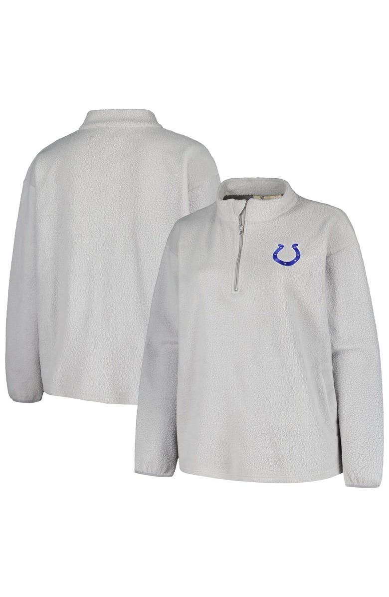 PROFILE Women's Profile Gray Indianapolis Colts Plus Size Sherpa Quarter-Zip Jacket, Main, color, 