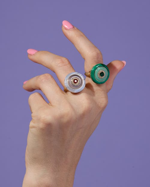 Campbell + Charlotte Evolve Stone Inlay Cocktail Ring In Purple