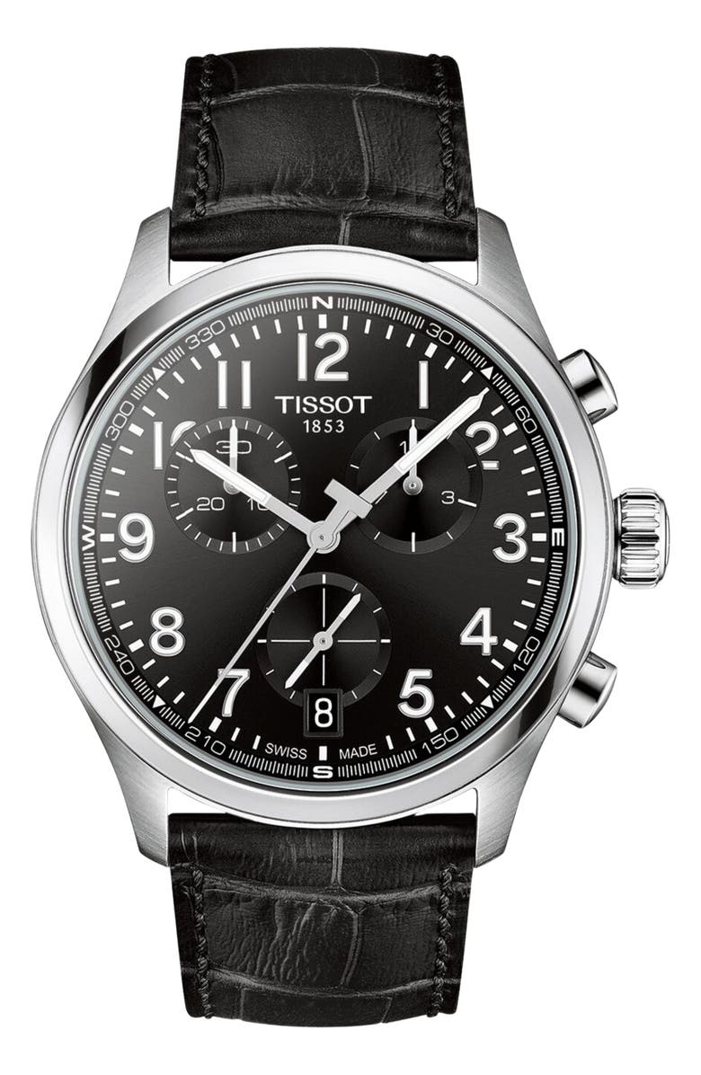 Tissot Chrono L Croc-Embossed Leather Strap Watch, 42mm, Main, color, 