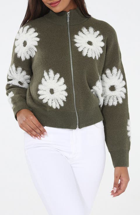 Flower Pop Zip Cardigan