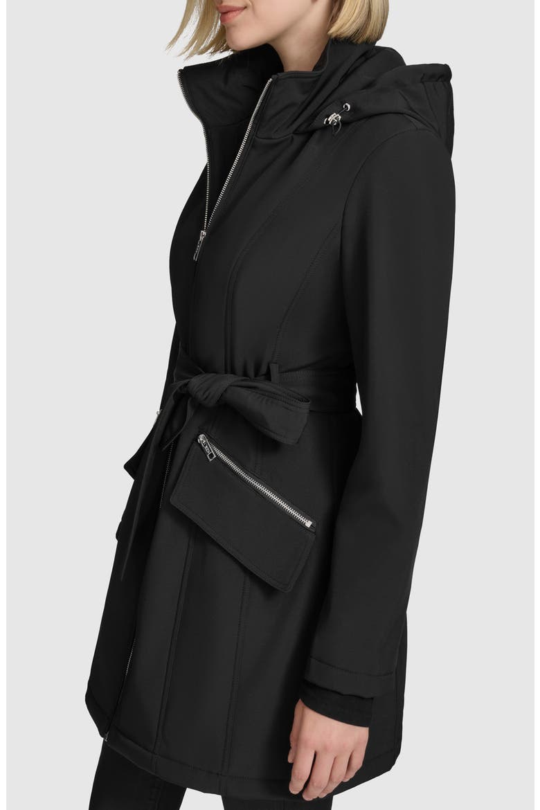 Quinn Water Resistant Belted Trench Coat, Alternate, color, BLACK