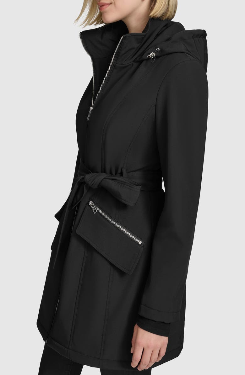 Andrew Marc Quinn Water Resistant Belted Trench Coat, Alternate, color, Black