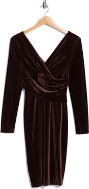Eliza J Velvet Long Sleeve Body-Con Dress