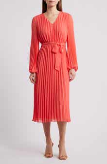 Pleated Long Sleeve Dress