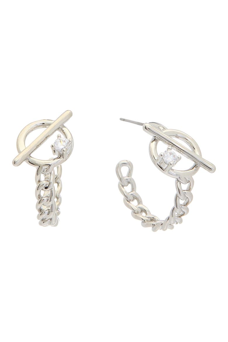 Toggle Chain Hoop Earrings, Main, color, SILVER