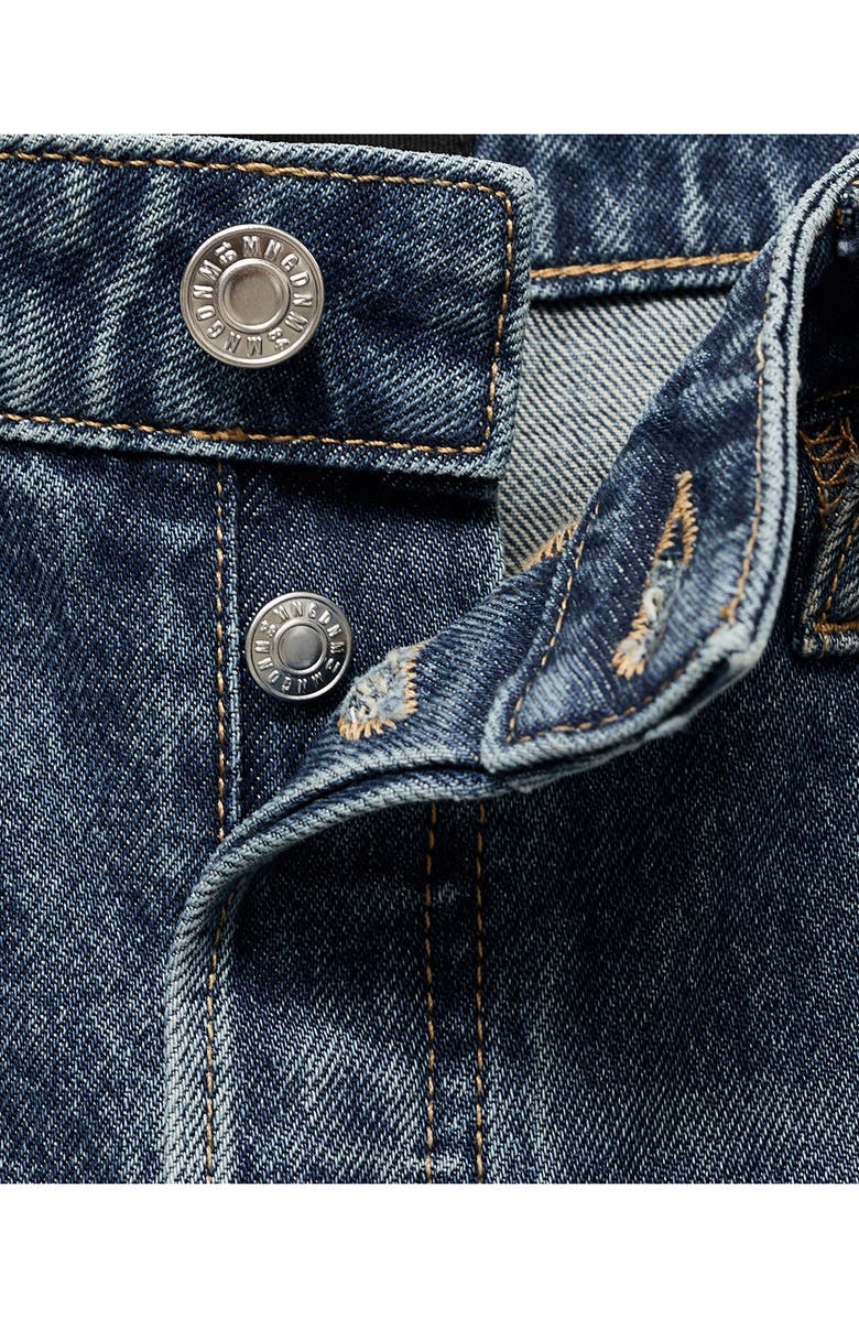 MANGO Mid Rise Button Fly Wide Leg Jeans, Alternate, color, Dark Blue