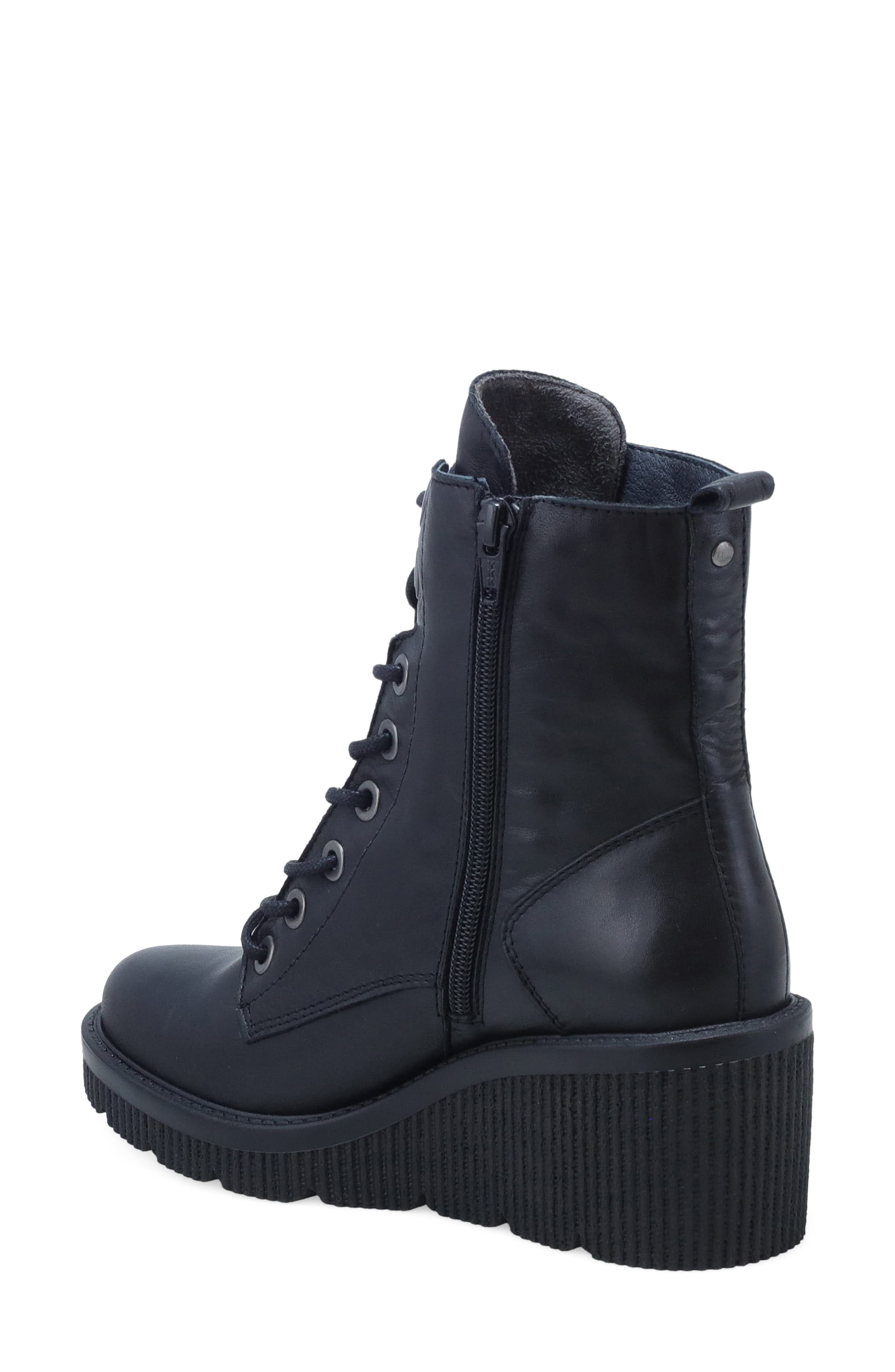 Adrienn Leather Wedge Bootie, Alternate, color, BLACK
