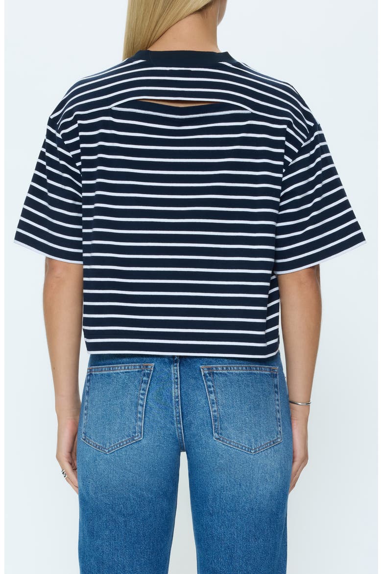 Mae Stripe Boxy Crop T-Shirt, Alternate, color, NAVY WHITE STRIPE