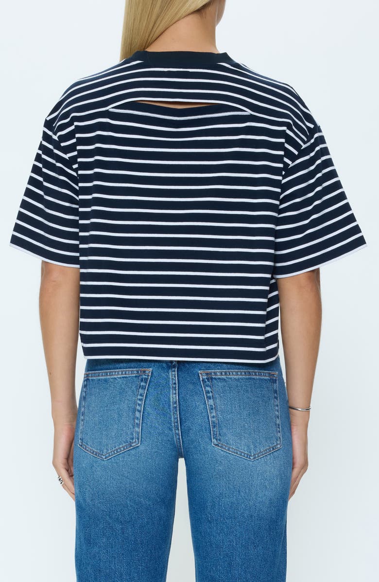Pistola Mae Stripe Boxy Crop T-Shirt, Alternate, color, Navy White Stripe