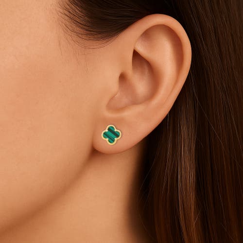 Donatello Gian Green Clover Bracelet And Earrings Set In Gold