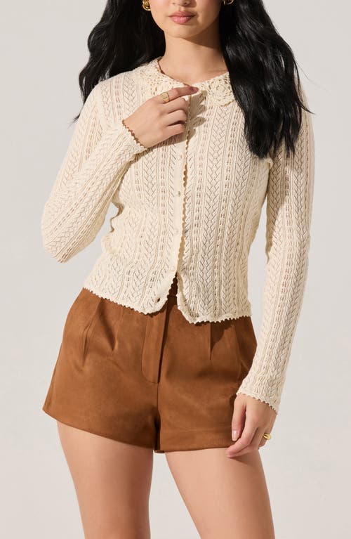 Astr The Label Ottilie Pointelle Stitch Cotton Cardigan In White