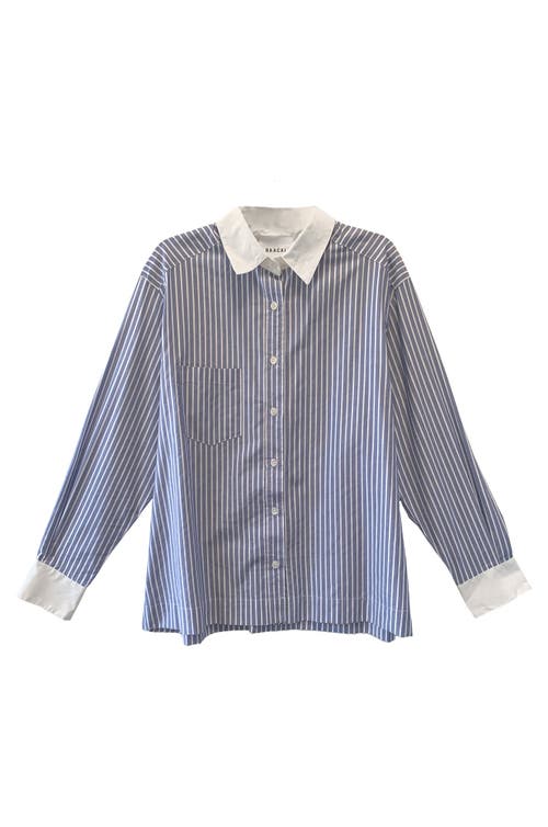 BAACAL Perfect Oversized Stripe Shirt in French Blue #2 