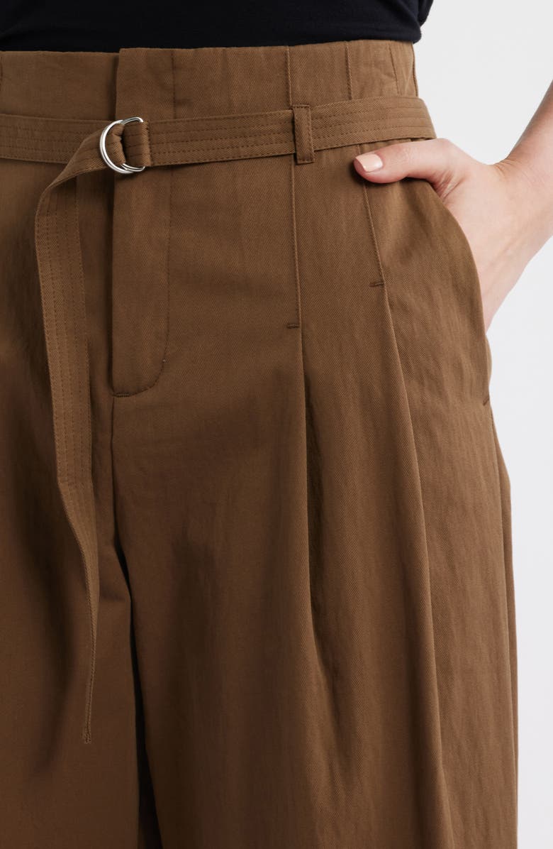 MANGO Cubo Patalon Belted Cotton Blend Pants, Alternate, color, Khaki Green