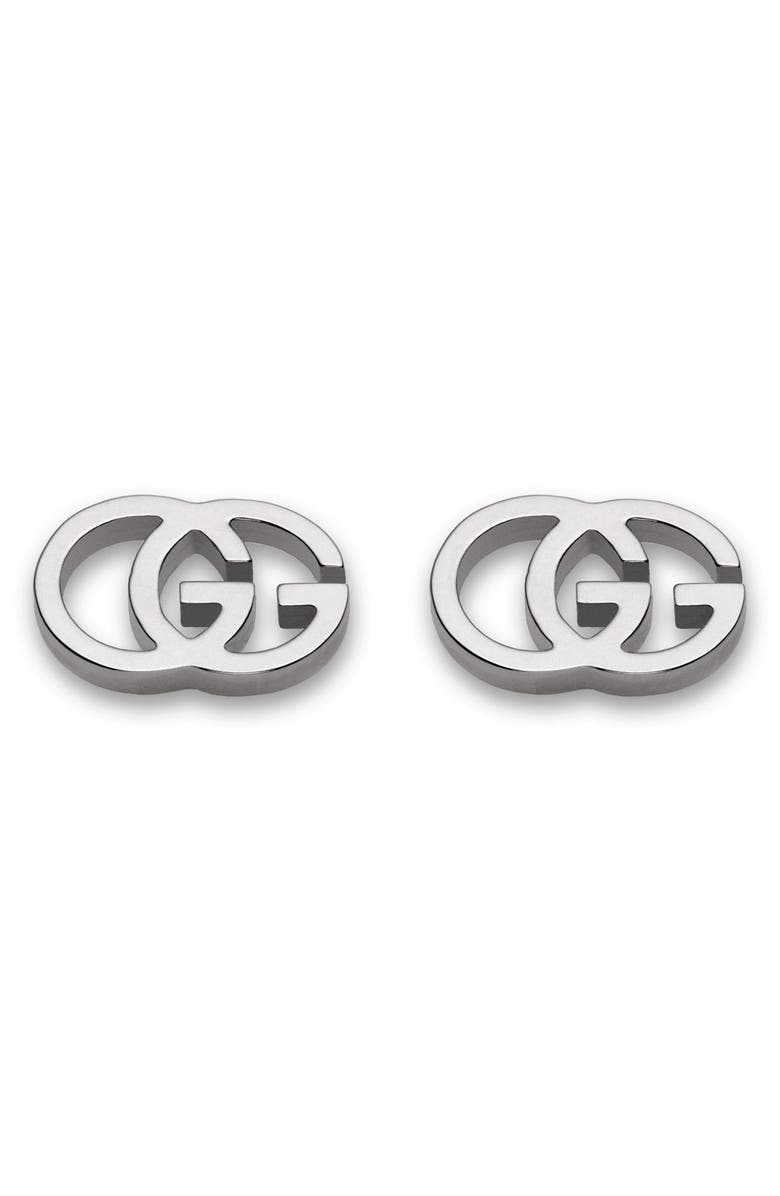 Gucci Double-G Stud Earrings, Main, color, White Gold