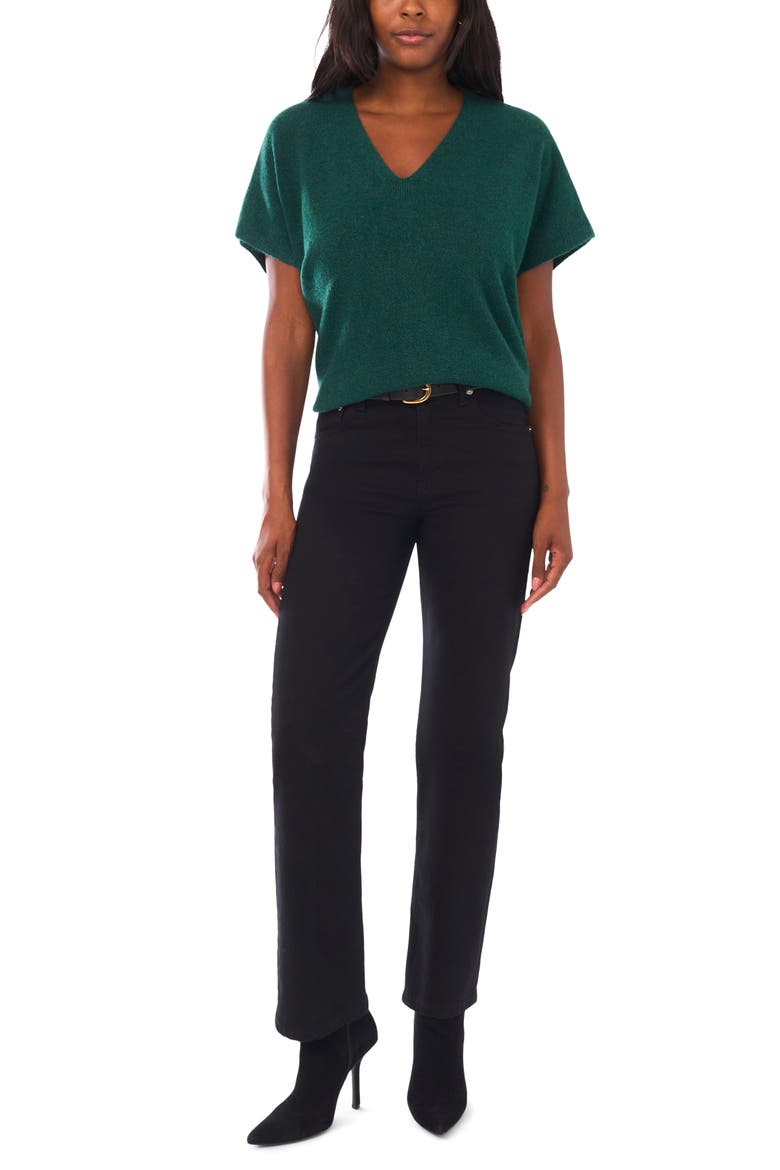V-Neck Short Sleeve Boxy Sweater, Alternate, color, WISE