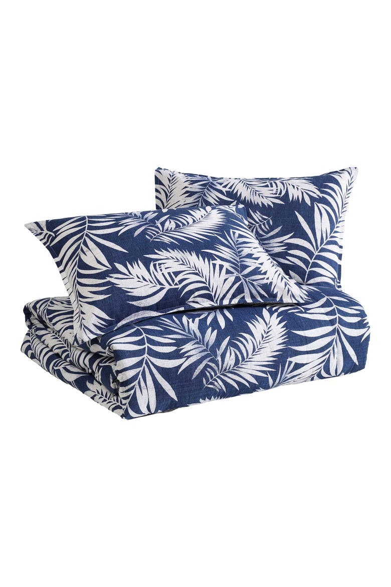 Marina Leaf Cotton Comforter Set, Main, color, NAVY/ WHITE