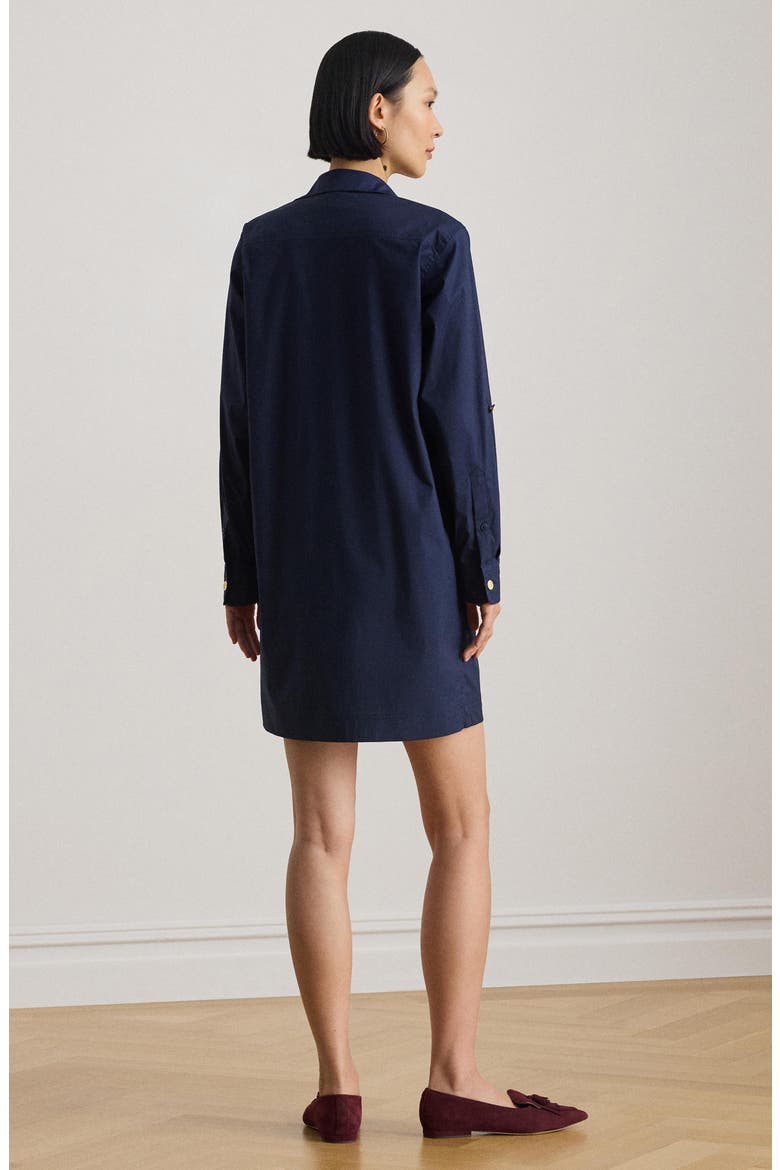 Cotton Blend Roll Tab Sleeve Shirtdress, Alternate, color, REFINED NAVY BLUE