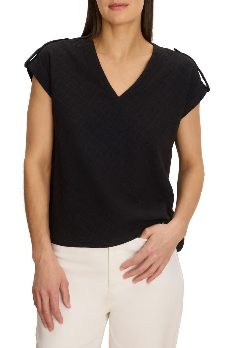Lace Knit Cap Sleeve T-Shirt, Main, color, BLACK ONYX