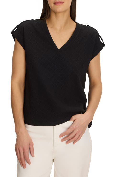 Lace Knit Cap Sleeve T-Shirt