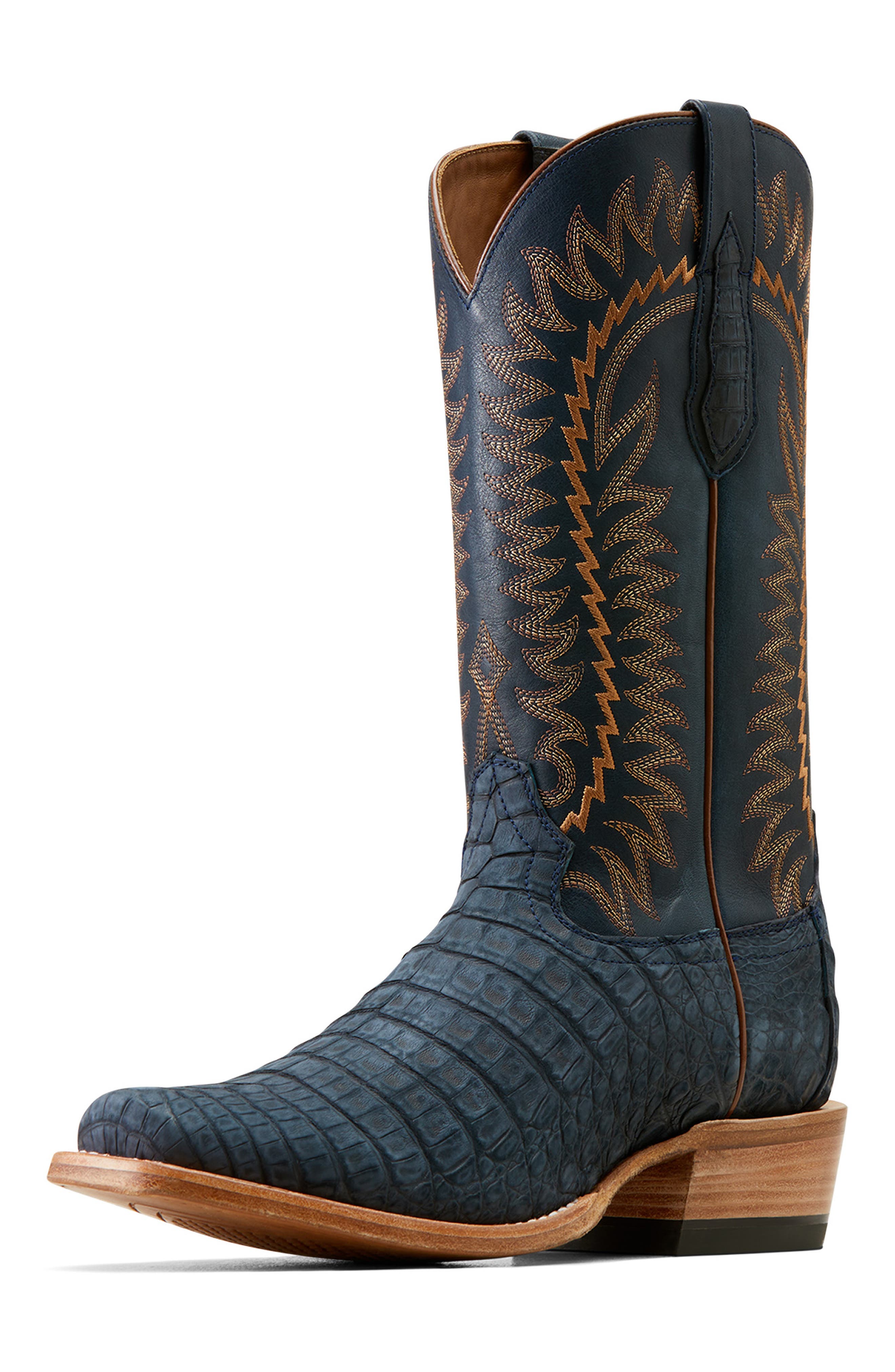 Ariat Futurity Finalist Genuine Caiman Leather Boot, Alternate, color, Navy Sueded Caiman Belly