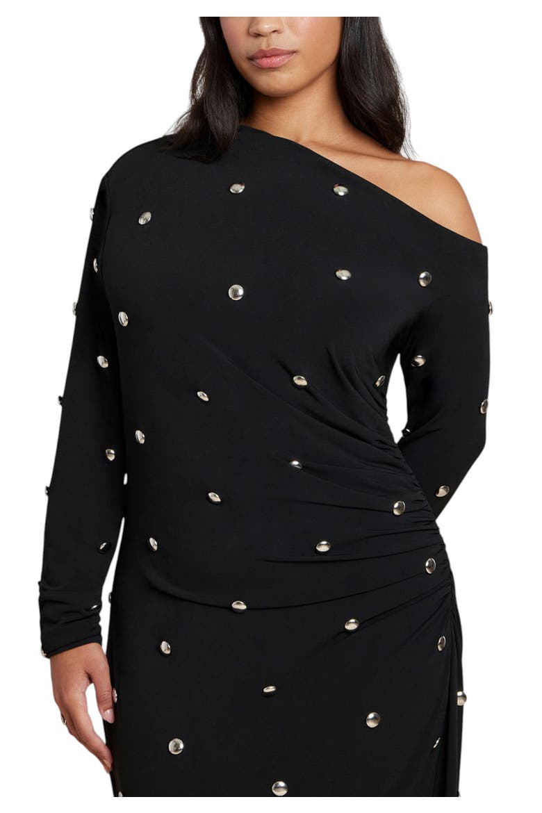 Draped Hardware Fitted Dress, Alternate, color, BLACK ONYX