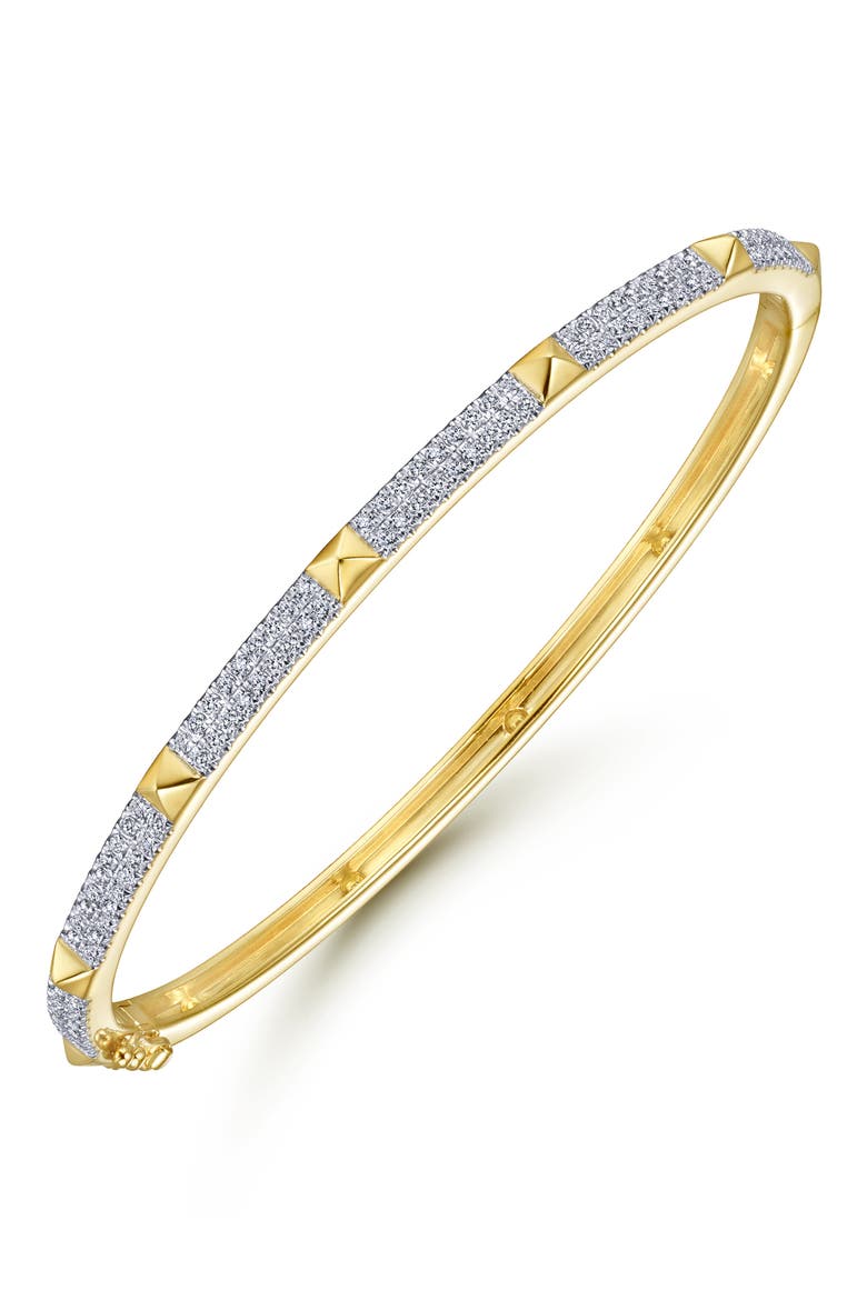 14K Gold Diamond Pavé Bangle with Pyramid Stations, Alternate, color, 14K YELLOW GOLD
