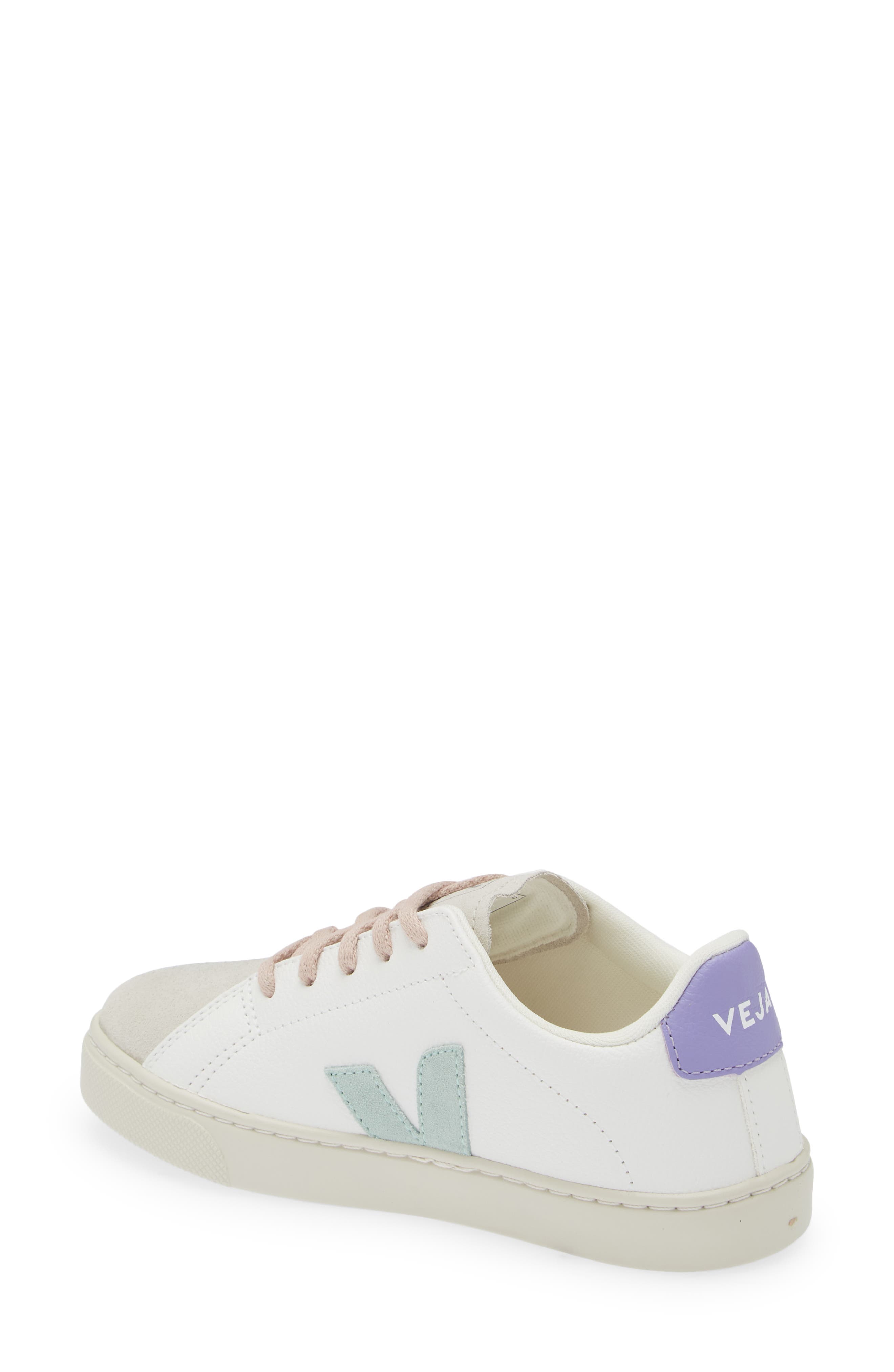 Veja Kids' Small Esplar Leather Sneaker, Alternate, color, Extra White Matcha Lavander