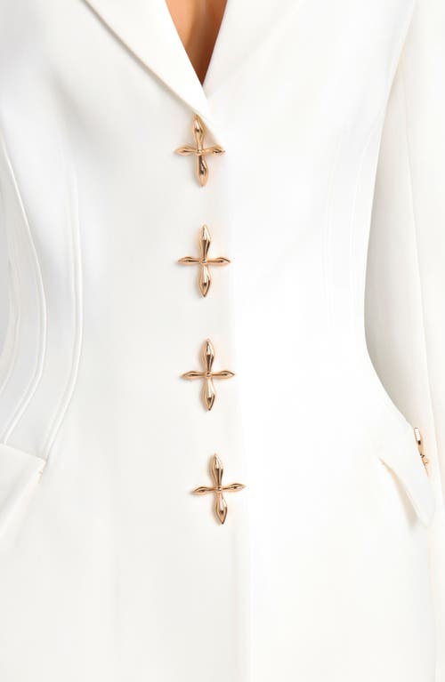 Nadine Merabi Nicola Notch Lapel Stretch Crepe Blazer In White
