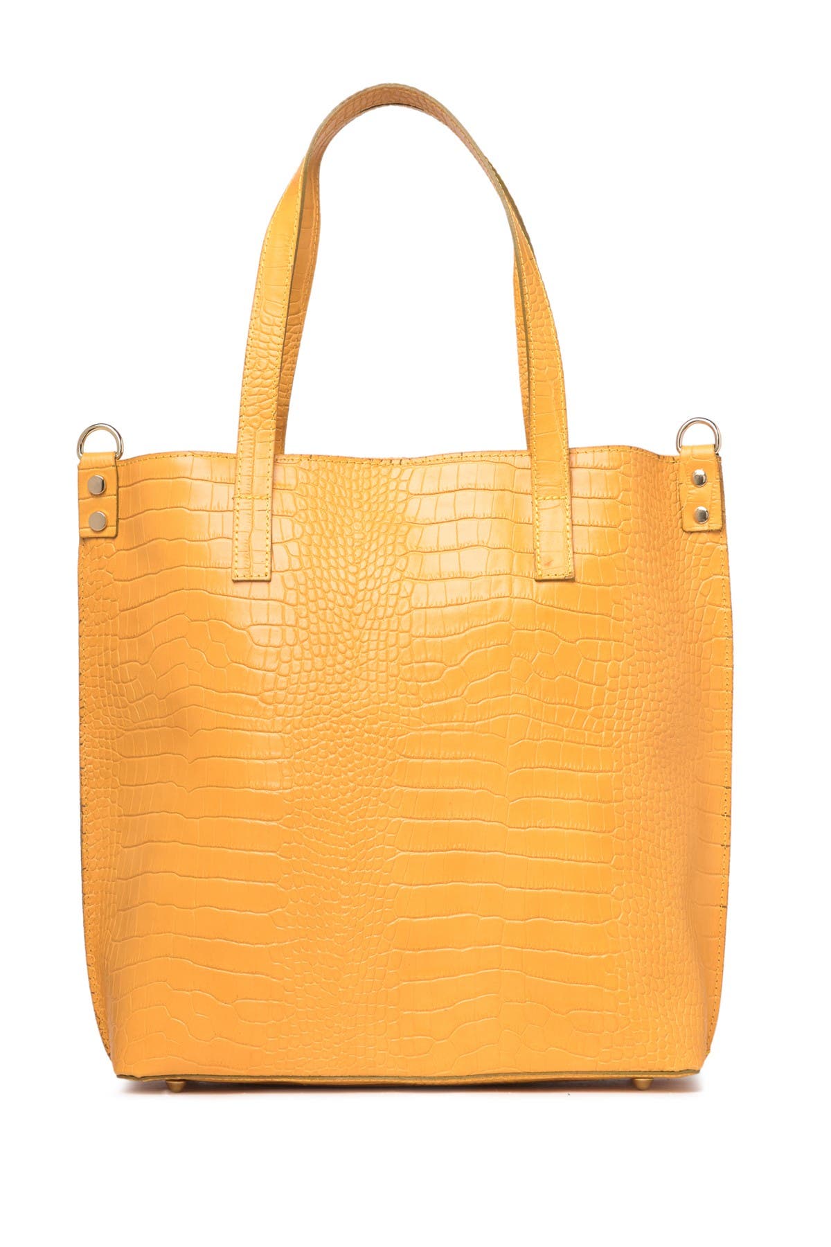 Adeline Embossed Leather Shoulder Bag, Alternate, color, YELLOW