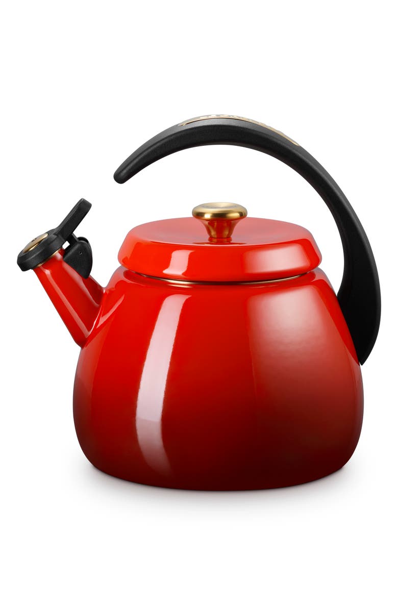 Le Creuset 2.2-Quart Enameled Stainless Steel Whistling Cloche Kettle, Main, color, Cerise