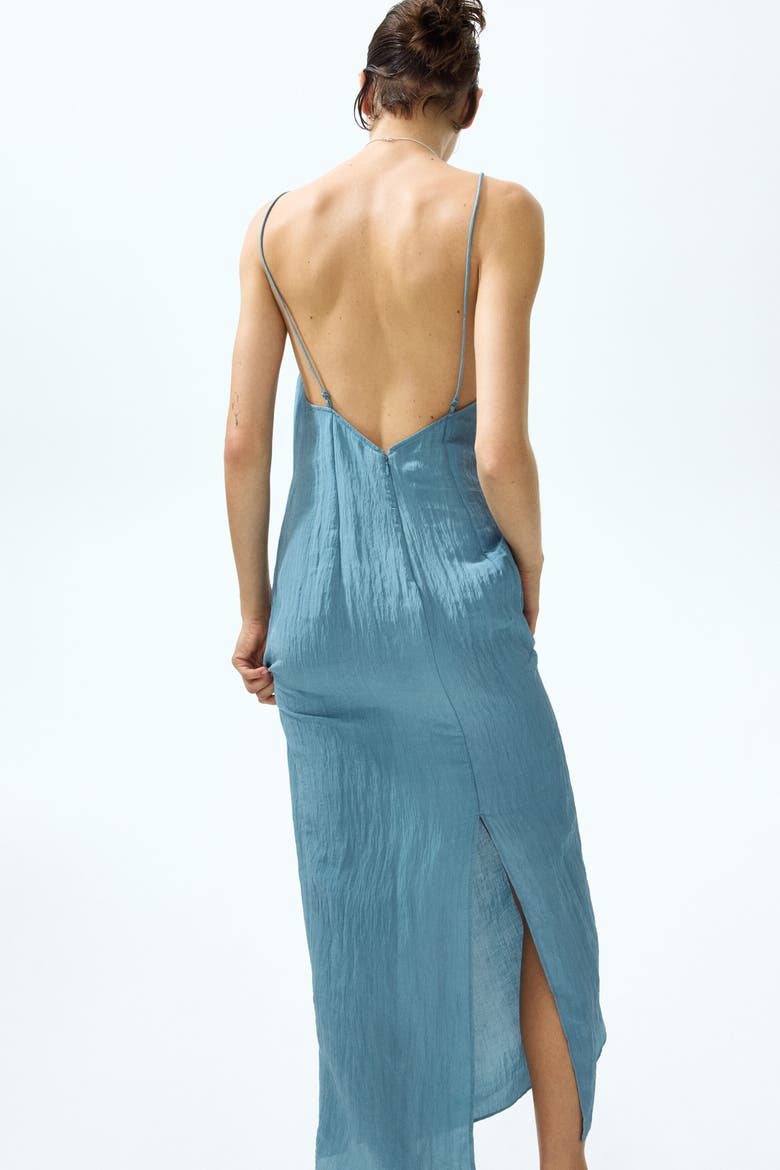 Low-back Crêpe Dress, Alternate, color, Turquoise