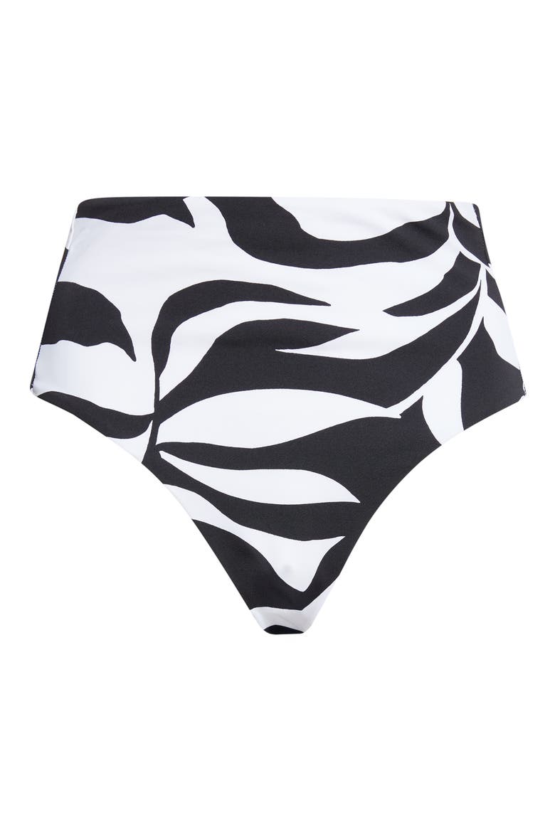 Stilla High Waist Bikini Bottoms, Alternate, color, WHITE/ BLACK