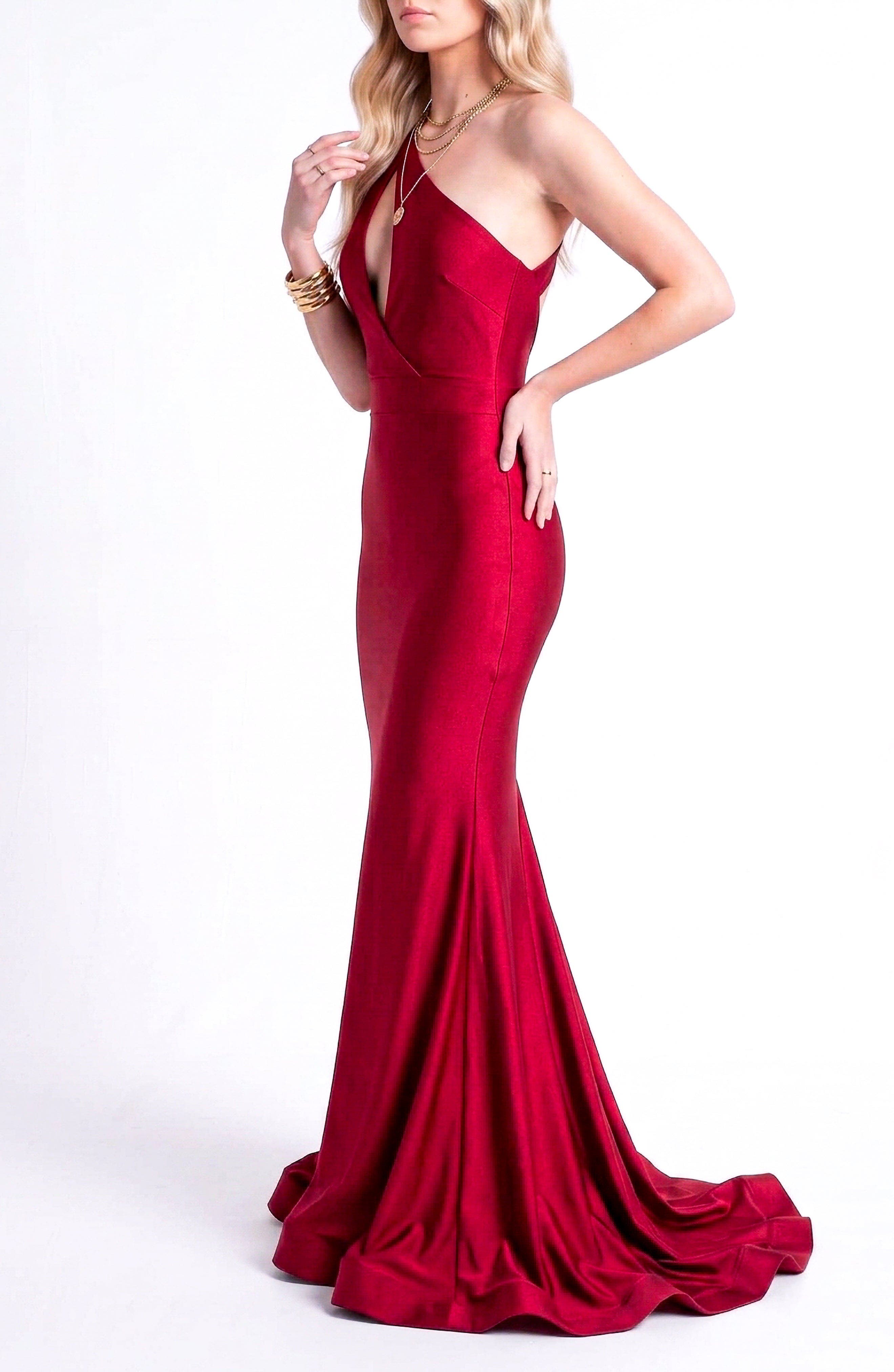Jessica Angel Asymmetrical Cutout Mermaid Evening Gown (Women) | Nordstrom