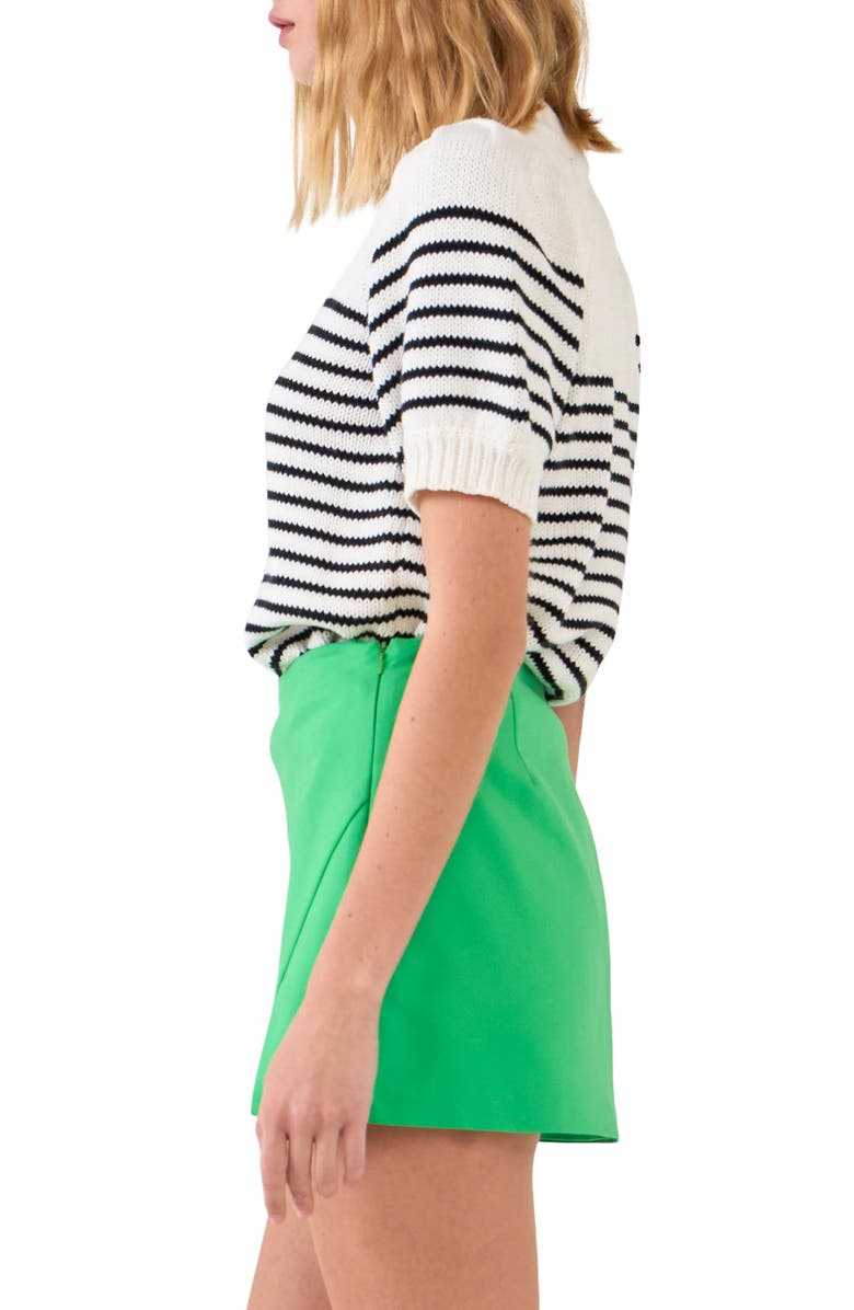 English Factory Stripe Short Puff Sleeve Sweater, Alternate, color, 