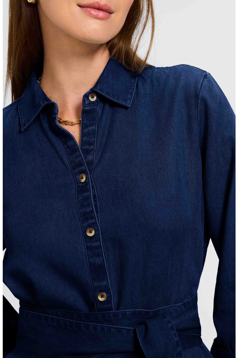 Ivy Long Sleeve Belted Denim Shirtdress, Alternate, color, DARK WASH