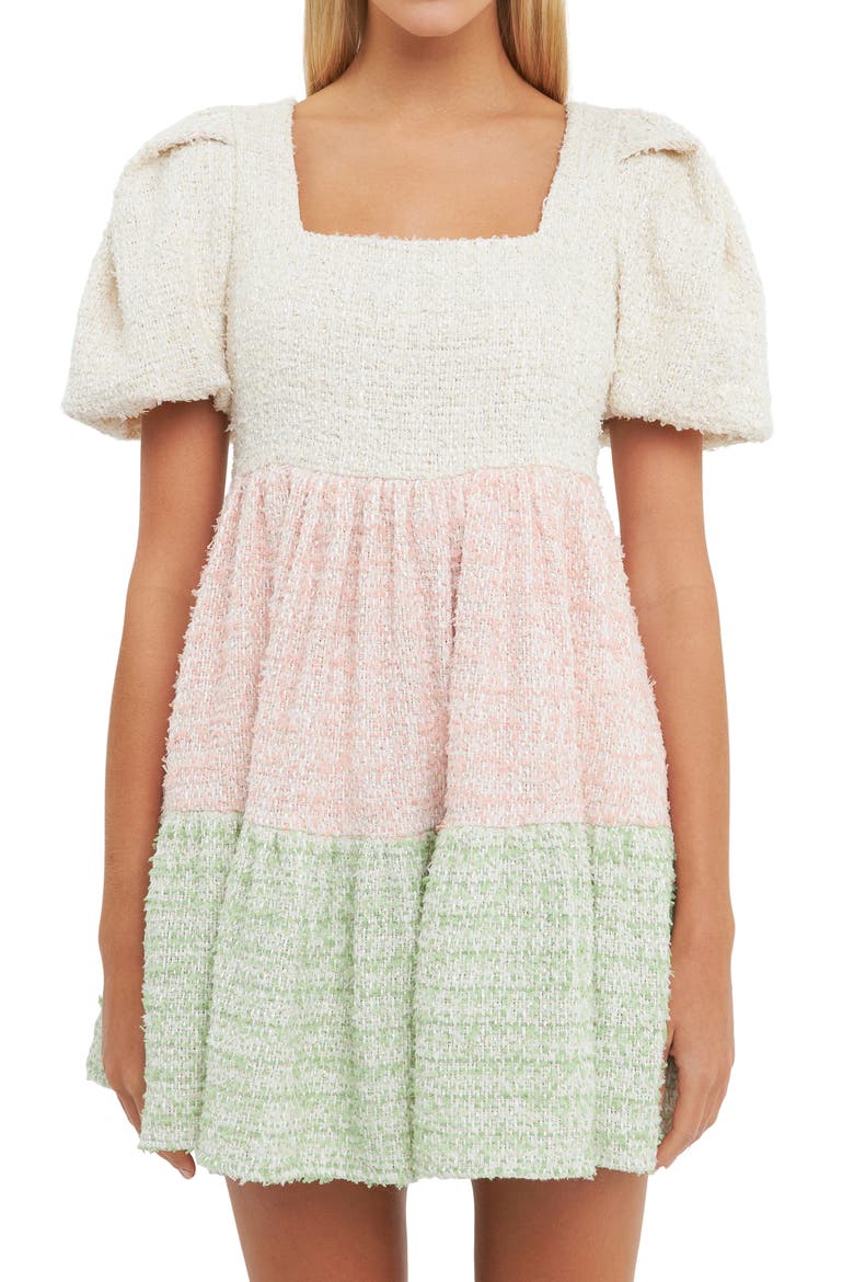 Colorblock Tweed Minidress, Alternate, color, MULTI