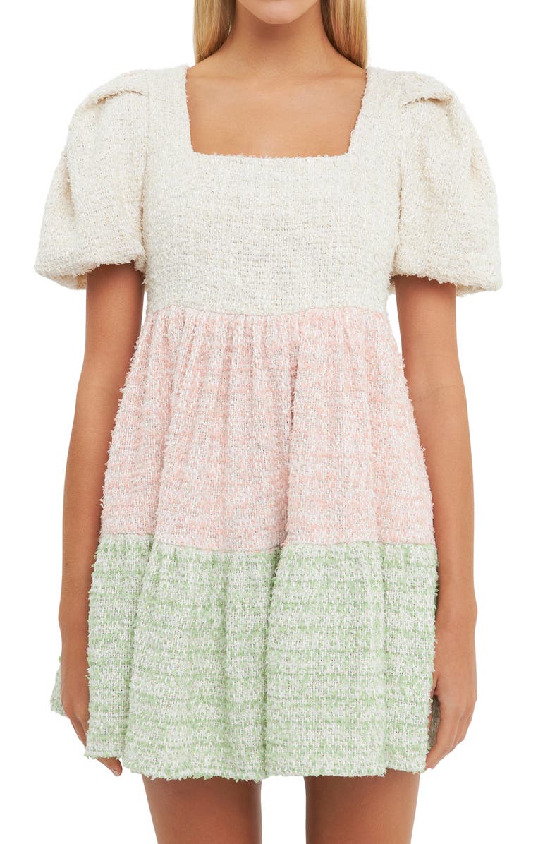 English Factory Colorblock Tweed Minidress, Alternate, color, Multi